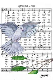 Birds That Start With A P Art Print C 4 X 6 White Dove Lovely Bird Print Amazing Grace Sheet Music Art Hymn Art Art