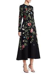 Oscar De La Renta Long Sleeve Floral Embroidered Dress Dresses Gorgeous Dresses Floral Embroidered Dress