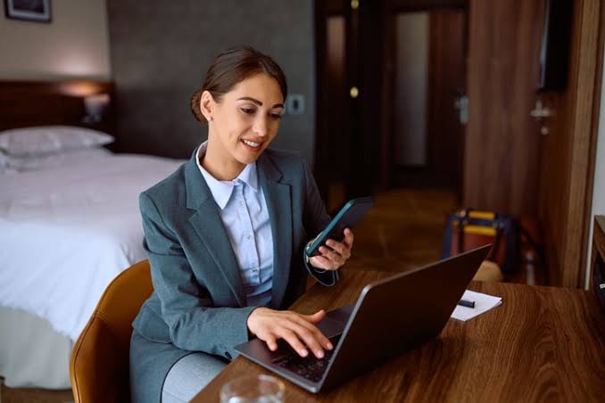 Corporate travel portal management for business stays, AI generated