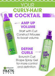 Get The Curls Of Your Dreams In 2 Easy Steps Using Garnier Fructis Style 1 Apply Curl Construct Mouss Damp Hair Styles Curly Hair Tips Natural Herbal Shampoo
