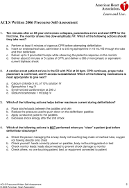 Download free printable and editable pdf. E C C American Heart Association Advanced Cardiovascular Life Support Written Precourse Self Assessment October Pdf Free Download