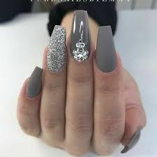 Acrylic Black And Gray Nails Ballerina Nails Gray Nails Glitter Nails Nails With Rhinestones Matte Nails Acrylic Nails Winter Nails Acrylic Nail Designs Trendy Nails