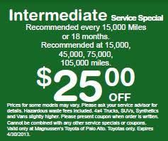 March April Intermediate Service Coupon Service Toyota Trucks