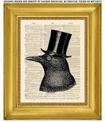 Mr Raven Bird In Top Hat Crow Original By Madamebricolageprint 18 00 Monkey Art Artwork Art