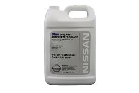 The new coolant is yellow. Genuine Nissan Blue Long Life Antifreeze Coolant 1 Gallon Nissan Race Shop