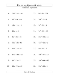 9 8th Grade Factoring Trinomials Worksheet Algebra Worksheets Quadratics Factoring Quadratics