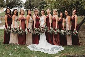 Bridesmaids Dresses Burgundy Maroon Red Tan Brown Multicolor Fall Autumn In 2020 Rustic Bridesmaid Dresses Tan Bridesmaid Dresses Burgundy Bridesmaid Dresses
