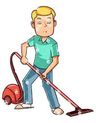 Man Using Canister Vacuum Cleaner Cartoon Vector Clipart Friendlystock Canister Vacuum Carpet Cleaners Vacuums