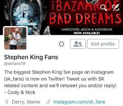 Stephen King Fans On Instagram You Spoke And We Listened We Re Now On Twitter Please Follow Us If You Have A Twitter Acco Stephen King Audio Books Twitter