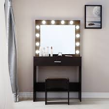 5% coupon applied at checkout. Latitude Run Vanity Set With Lighted Mirror Cushioned Stool Dressing Table Makeup Table Wayfair