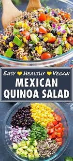 Healthy Mexican Quinoa Salad With Avocado With Avocado Evolving Table Recipe Mexican Quinoa Salad Mexican Salad Recipes Vegan Recipes Easy
