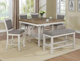2727wh T 4848 6 Pc Gracie Oaks Fulton Two Tone Finish Wood Counter Height Dining Table Set Fabric Seats Counter Height Dining Table Counter Height Dining Sets Counter Height Dining Table Set