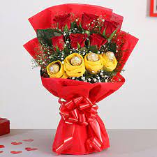 Bright and beautiful flowers and a. Chocolates And Flower Bouquets Flowers With Chocolates Online Ferns N Petals