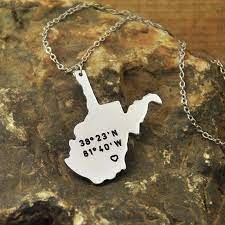 West Virginia Wv Necklace Latitude Longitude By 100phandmade Virginia Necklace Latitude Longitude Necklace Sterling Silver Chain Styles