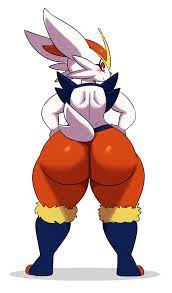 ambiguous gender armpits back big ass big butt big ears blue fur  blush bottom heavy bubble butt butt crack cinderace eyelashes feet feral  fur furry furry only generation 8