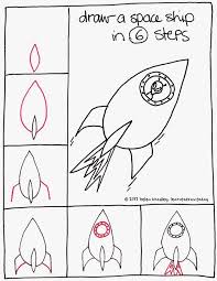 Learn To Draw A Space Ship In 6 Steps Drawing For Kids Easy Drawings Basic Drawing For Kids