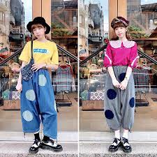 paishop on instagram 想找舒服又fashion的褲子嗎 推推 這款牛仔大圓點低褲檔寬褲不要單看它的版型感覺很寬鬆穿起來可是很顯廋 顏色 藍底條紋圓