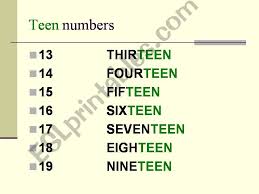 esl english powerpoints cardinal and ordinal numbers chart