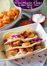 I love these tacos because they're insanely flavorful: Ceviche Marinated Grilled Louisiana Shrimp Tacos Plain Chicken