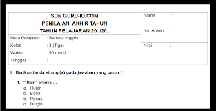 Hasil penilaian akhir tahun akan menjadi salah satu pertimbangan bagi kenaikan kelas peserta didik. Soal Pat Bahasa Inggris Kelas 3 Sd Semester 2 Tahun 2021 Beserta Jawabannya Info Pendidikan Terbaru