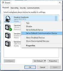 In the new windows opened, click on the recording tab. Set The Default Communications Device In Windows 10 1803 Mcb Systems
