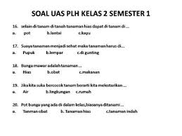 Soal uas kelas 3 semester 1 semua mata. Soal Uas Plh Kelas 2 Sd Semester 1 Youtube