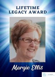 Congratulations to Margie Ellis, recipient of the Lifetime Legacy Award,  for an individual who has contributed to the health care system in Cape  Breton South consistently over a 30 year period. It