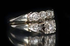 Vintage Engagement Wedding Ring Set 14k White Gold 30 Ctw Milgrain Made By Garland 1920s To 1960s Size 5 3 4 Vintage Engagement Wedding Rings Engagement Wedding Ring Sets Estate Jewelry For Sale