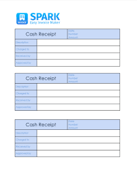 Cash Receipt Template Spark Invoice