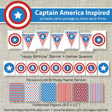 Welcome To Anna Jayne Prints Introducing My New Captain America Inspired Printable Party Package I W Party Packages Happy Birthday Banners Captain America