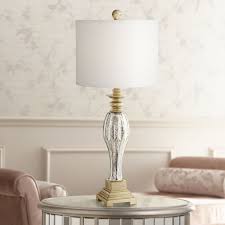 John richard gold leaf and oiled bronze buffet table lamp. Regency Hill Traditional Table Lamp Mercury Glass And Light Gold Base White Drum Shade For Living Room Family Bedroom Bedside Walmart Com Walmart Com
