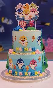 Buttercream birthday cake for saya + the end of radiation. Baby Shark Theme Cake Food Drinks Baked Goods On Carousell
