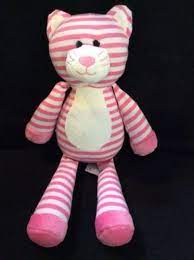 Animal Adventure Pink White Striped Kitty Cat Plush Sweet Sprouts Soft Toy Cat Plush Cute Stuffed Animals Soft Toy