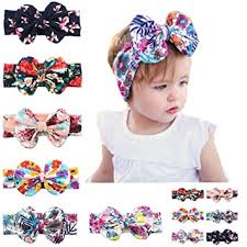 Download Amazon Com 6 Pack Baby Girls Big Hair Bows Boho Headbands Mix Color Hair Wrapped Headbands Turban Knotted Beauty