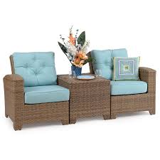 Kokomo Outdoor Wicker 3 Piece Club Chair Set Outdoor Wicker Club Chairs Simple Seating