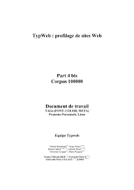 Typweb Profilage De Sites Web Part 4 Bis Corpus 100000 Accueil