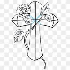 Easy cross drawings free download best easy cross drawings. How To Draw A Cross With A Rose In A Few Easy Steps Cross With Roses Line Drawing Clipart 1534895 Pikpng