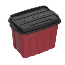 It features a 60 litre capacity and a lid which can be padlocked for security. Husky 18 Gal Heavy Duty Storage Bin In Red 246649 The Home Depot