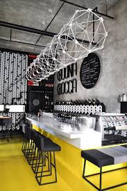 Bold Solid Colors With A Hint Of Shades And Black Decal Beautiful Interior Design At Buona Bocca Cafe Cafe Bar Design Cafe Interior Restaurant Interior Design
