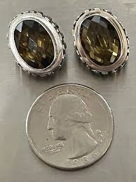 Preowned Lori Bonn Smoky Quartz Sterling ClipOn Earrings Wow!