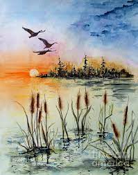 homeward flight by april mccarthy braca watercolor landscape paintings landscape paintings autumn painting