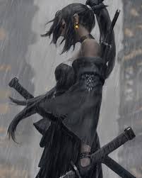 First, sketch a large circle. 400781 Women Fantasy Girl Warrior Girls Concept Art Black Hair Ponytail Long Hair Profile Earring Glowing Choker Katana Weapon Black Clothing Dress Detached Sleeves Side View Rain Gloves Fantasy Art Illustration Drawing