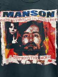 Vintage 90s Manson Terror Worldwide Handprinted Artwork by Mr Don Rock  T-shirt