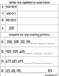 Place Value Practice 2 Comparing Numbers Skip Counting And Number Forms Numbers In Word Form Comparing Numbers Skip Counting