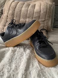 Nike Air Force 1 Black Gum Sole Womens Black Nike Air Force 1 Gum Sole Only Worn Once Nike Fashion Sneakers Womens Black Nikes Nike
