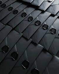 a rare but gorgeous sight blackonblack square wax seals love it when our brides have such good ta black envelopes black wedding black aesthetic