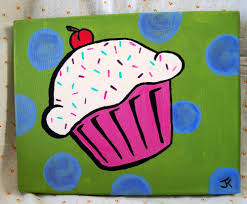 Pop Art Cupcake Painting 17 00 Via Etsy Kids Canvas Art Kids Canvas Painting Cupcake Painting