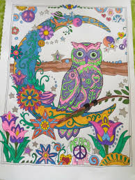 From The Creative Haven Owl Book Colored With Glitter Gel Pens Owl Coloring Pages Gel Pens Coloring Colorful Art