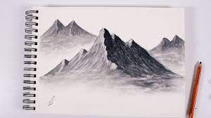how to draw tall mountains with charcoal pens landscape drawings art