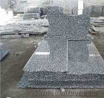 Spary White Granite Tombstone, White Wave Grey Granite Tombstone from China - StoneContact.com